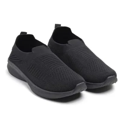 Women's Black Slip-On Knit Casual Shoes