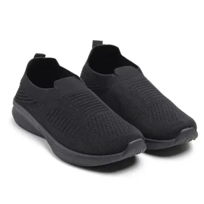Women's Black Slip-On Knit Casual Shoes
