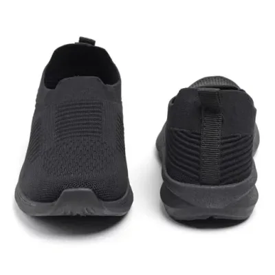 Women's Black Slip-On Knit Casual Shoes