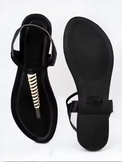 Black Embellished Backstrap Comfort Flats