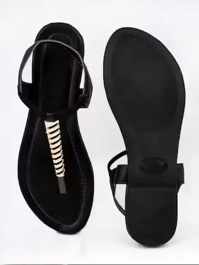Black Embellished Backstrap Comfort Flats