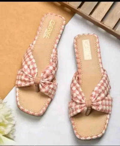 Beige Bow Knot T-Strap Flatform Flats