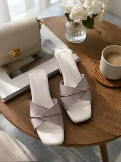 Lavender Cross Strap Comfort Flats