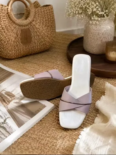 Lavender Cross Strap Comfort Flats