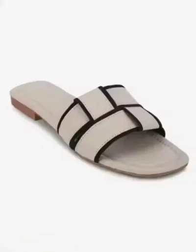 Cream Woven Strap Comfort Flats