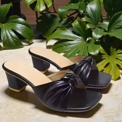 Black Comfort Block Heel Mules
