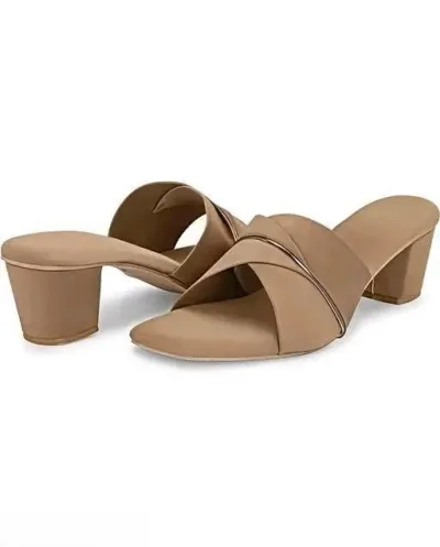 Stylish Beige Block Heels