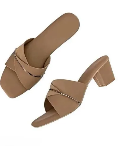 Stylish Beige Block Heels