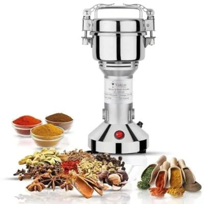Smallest Masala Grinding Machine for Home Use with 100gm Capacity Portable Indian Spice Grinder Machine for Home VI-100(A) (VI-100(A)) Stainless Steel