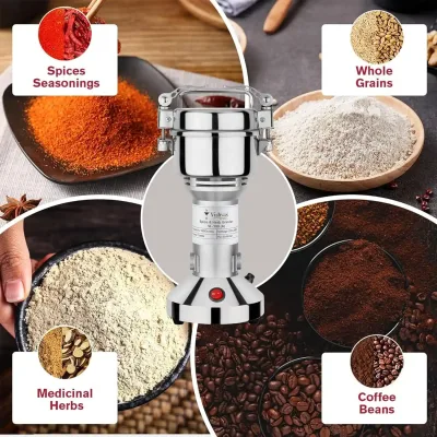 Smallest Masala Grinding Machine for Home Use with 100gm Capacity Portable Indian Spice Grinder Machine for Home VI-100(A) (VI-100(A)) Stainless Steel