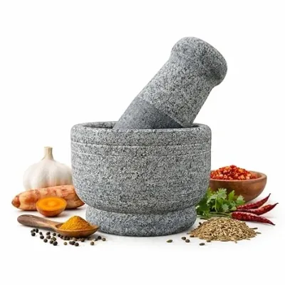 Granite Mortar and Pestle Set (4 Inch) Heavy Duty Spice & Masala Grinder