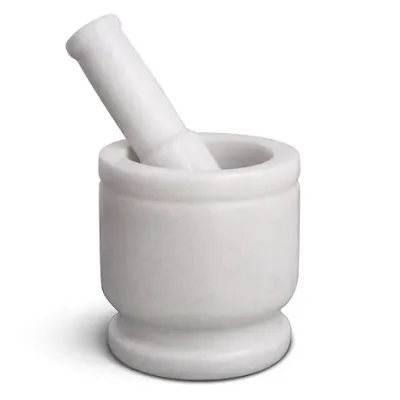 HANDICRAFT BAZAAR Marble Mortar and Pestle 5 Inches