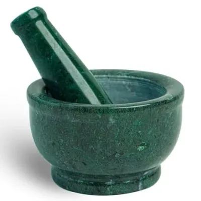 HANDICRAFT BAZAAR Marble Mortar and Pestle Green 5 Inch